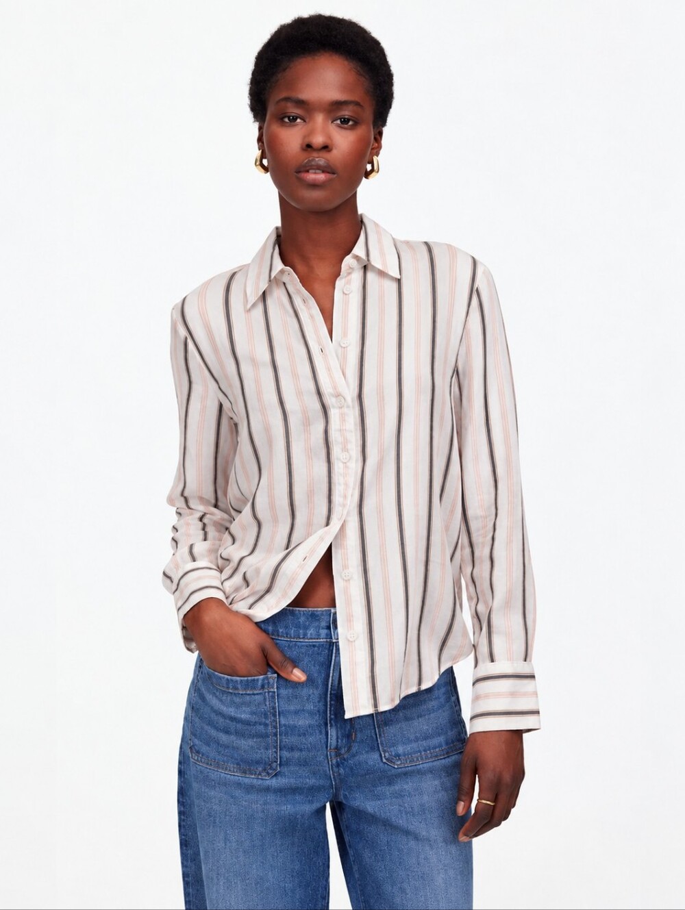 ❤️ MADEWELL STRIPED BUTTON UP SHIRT,  2